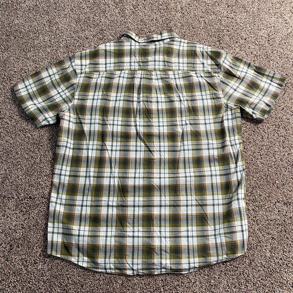 prAna Shirt Mens 2XL Green Orange Plaid Short Sleeve Button Up Casual Outdoors - Picture 2 of 7